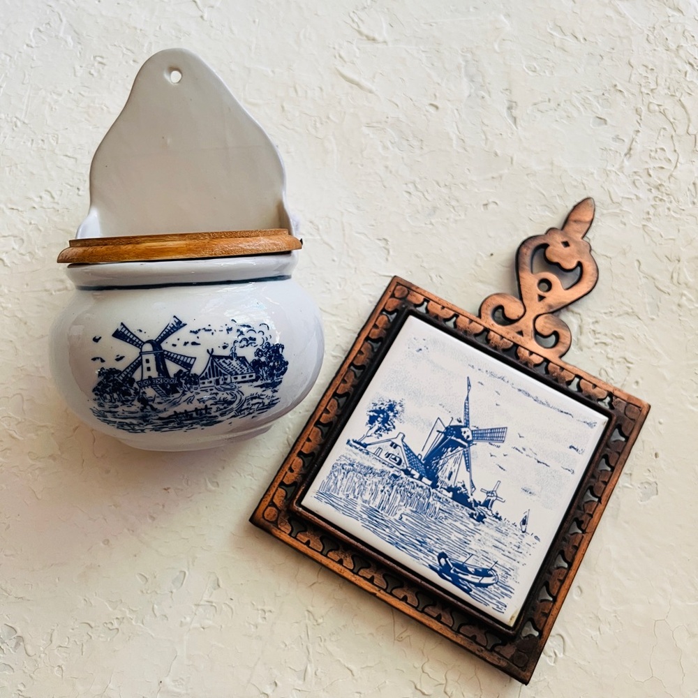 Blue and White Windmill/Delft Blue Vintage Kitchen Decor